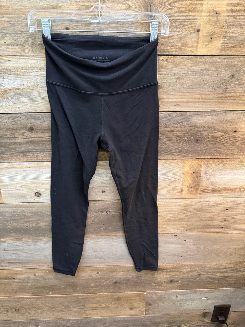 Athleta Fold-Over Waist Black Capri Leggings
